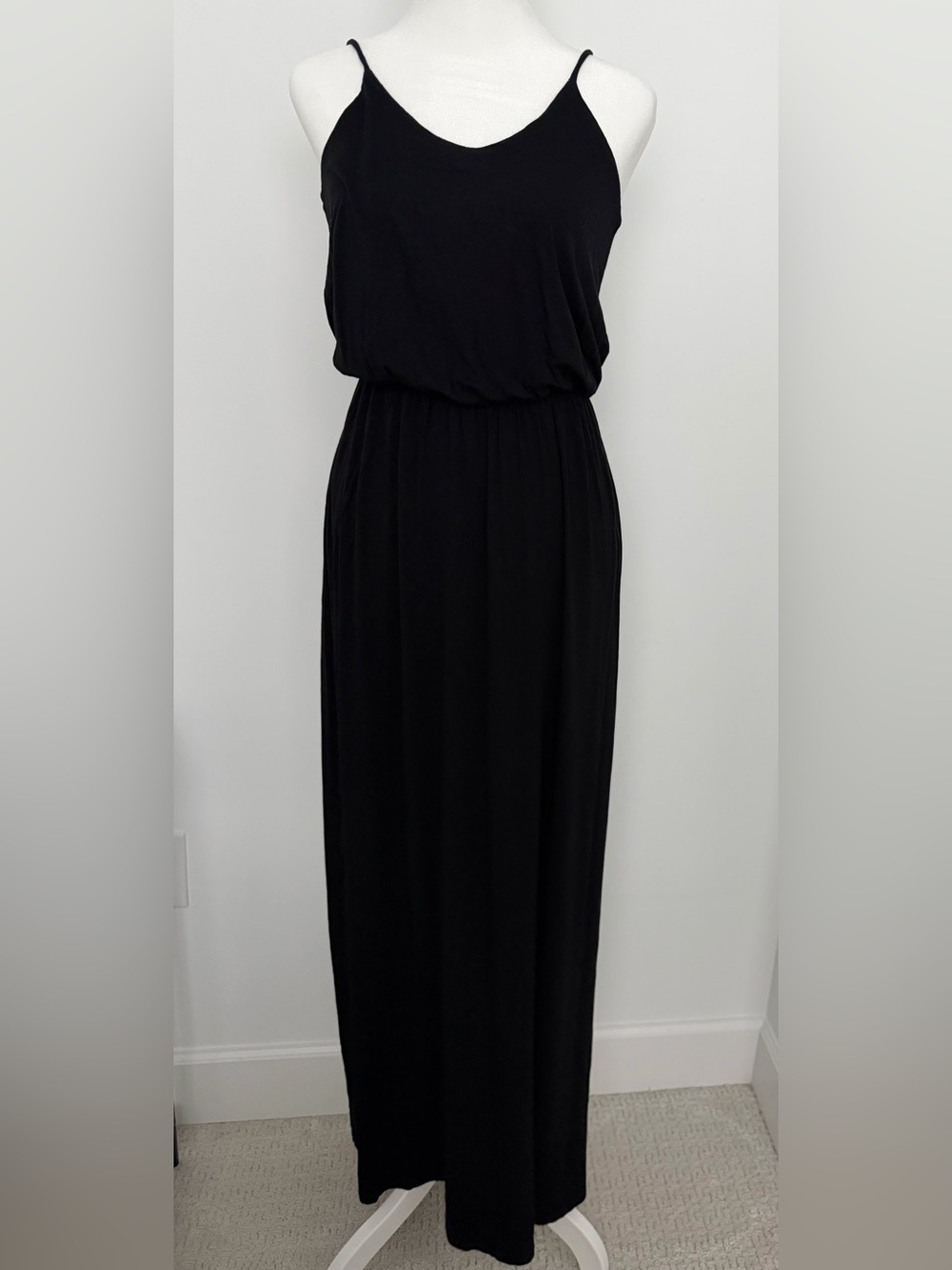 Lush Classic Black Spaghetti-Strap Maxi Dress euro summer resort